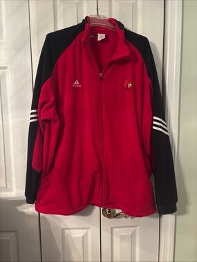Adidas Climawarm Fleece Louisville Cardinals Mens XL Black Red NCAA